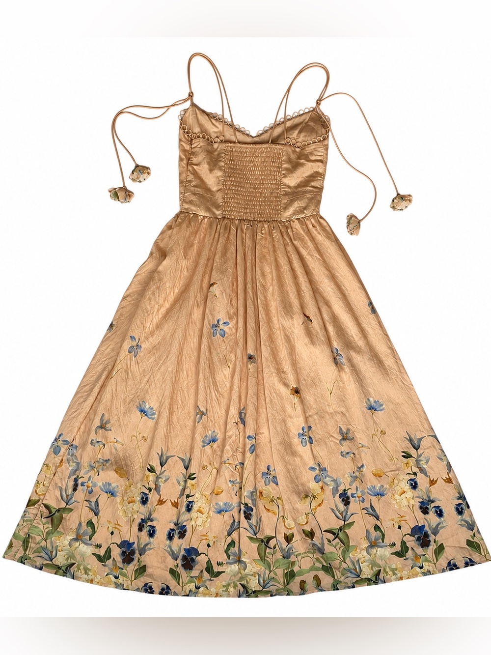 En Saison Peach Floral Corset Midi Dress Cottagecore Fairycore Romantic XS - Picture 7 of 16